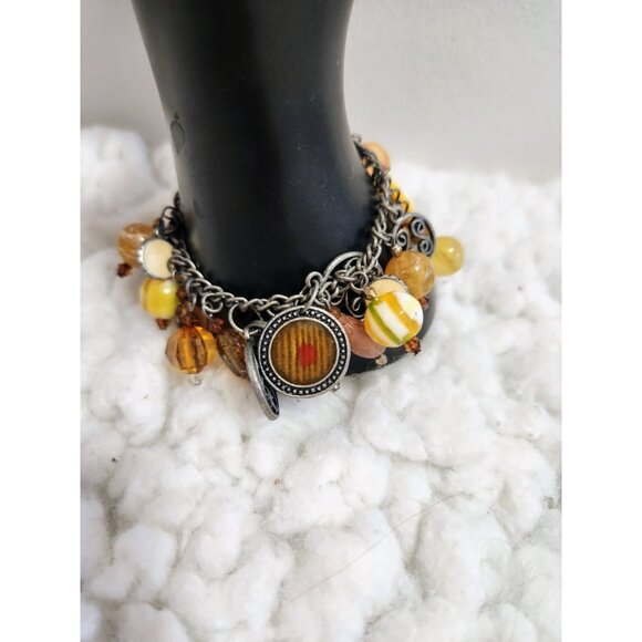 Metal Charm. Bracelet 7 inches Earth Tones - Picture 2 of 15